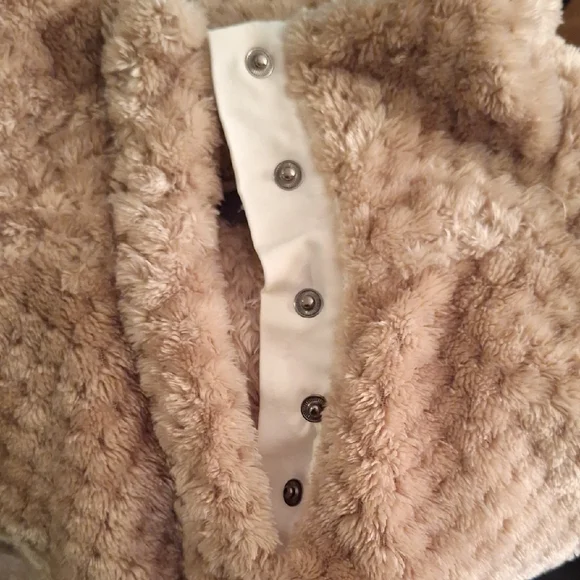 Eddie Bauer Beige Teddy Bear Fleece 1/4 Button Pullover Jacket Medium - Picture 3 of 8